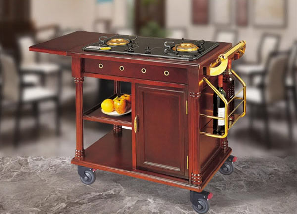 Xe đẩy bàn bếp di động bếp gas đôi