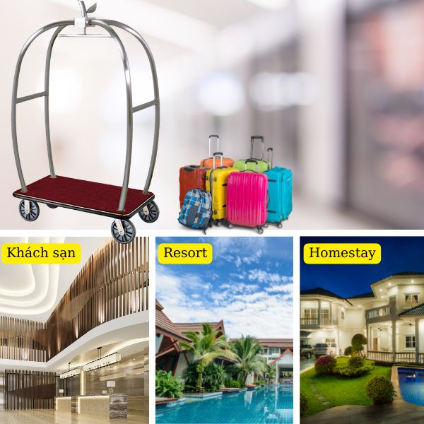 Xe đẩy hành lý inox