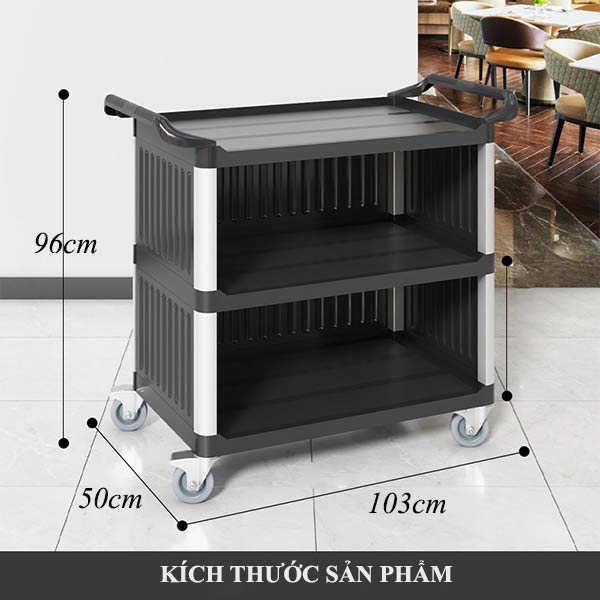 Xe đẩy dọn bàn nhựa khung nhôm