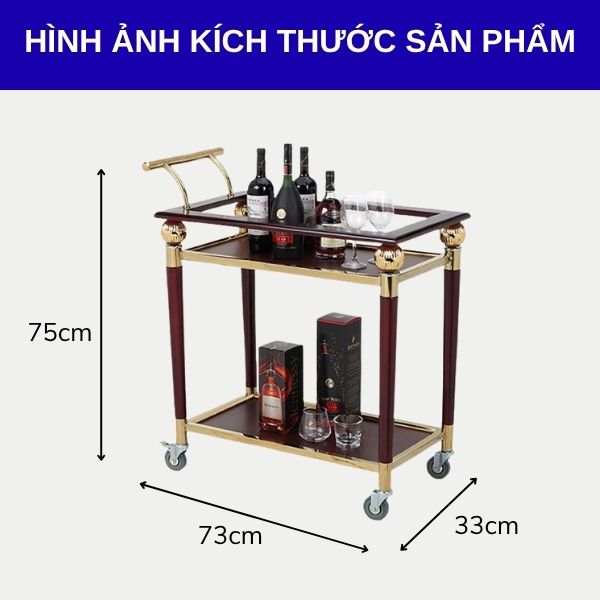 Xe phục vụ rượu đồ uống 2 tầng