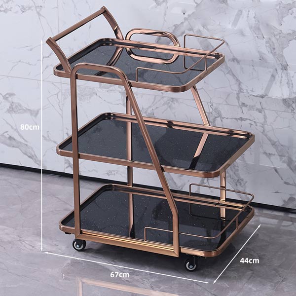 Xe đẩy rượu trà đồ uống 3 tầng cao cấp