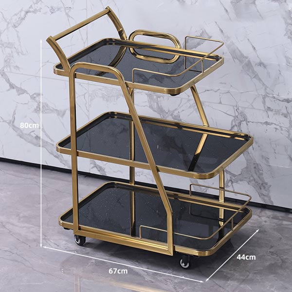 Xe đẩy rượu trà đồ uống 3 tầng cao cấp