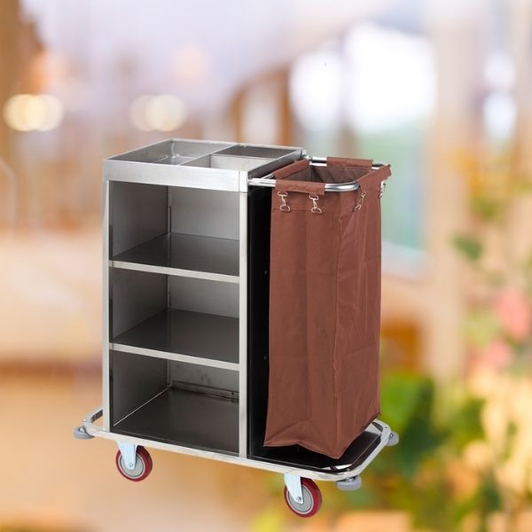 Xe dọn buồng phòng inox nhỏ