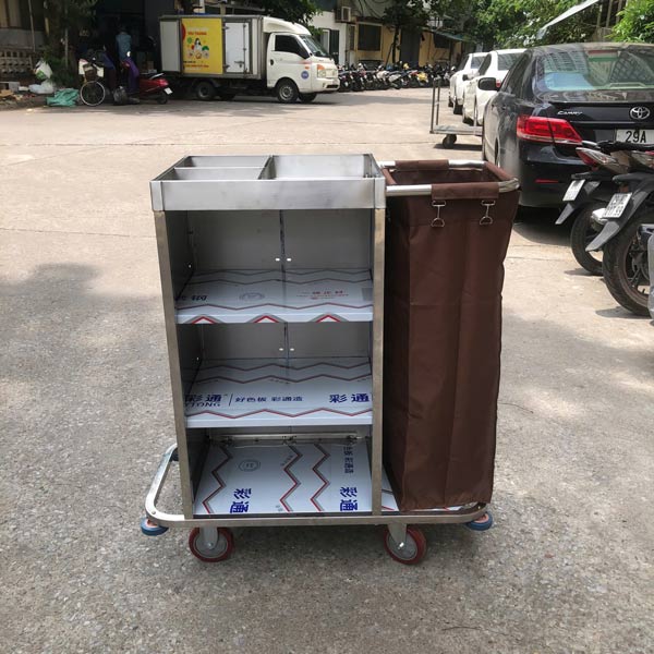 Xe dọn buồng phòng inox nhỏ
