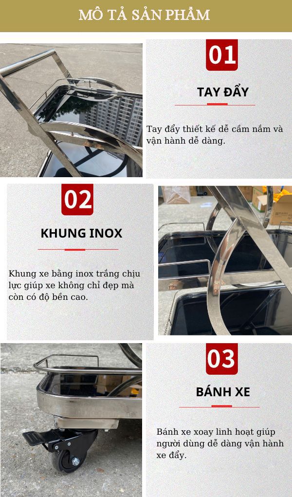 xe phục vụ rượu nhà hàng 3 tầng