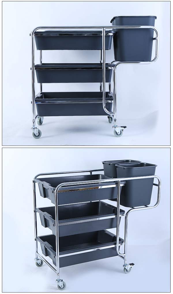 Xe dọn bàn 3 tầng khung inox