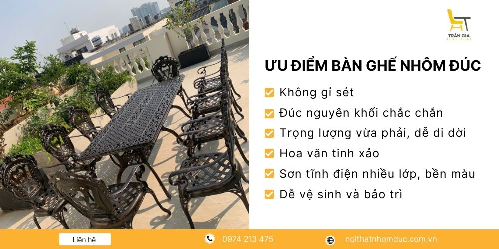 Ưu điểm của bàn ghế nhôm đúc cao cấp tại Nội Thất Trần Gia