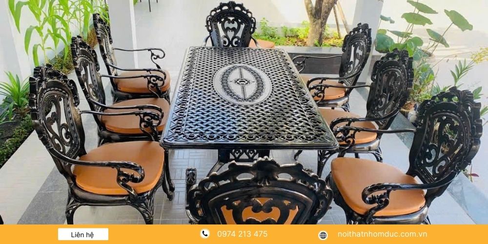 Bộ bàn ghế nhôm đúc sân vườn cao cấp, không gỉ sét