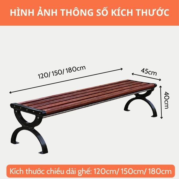 Ghế công viên không tựa gỗ nhựa