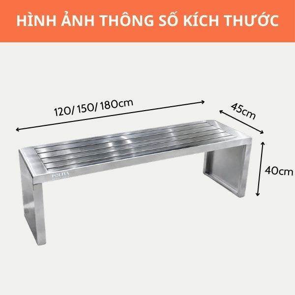 Ghế băng dài inox ngoài trời
