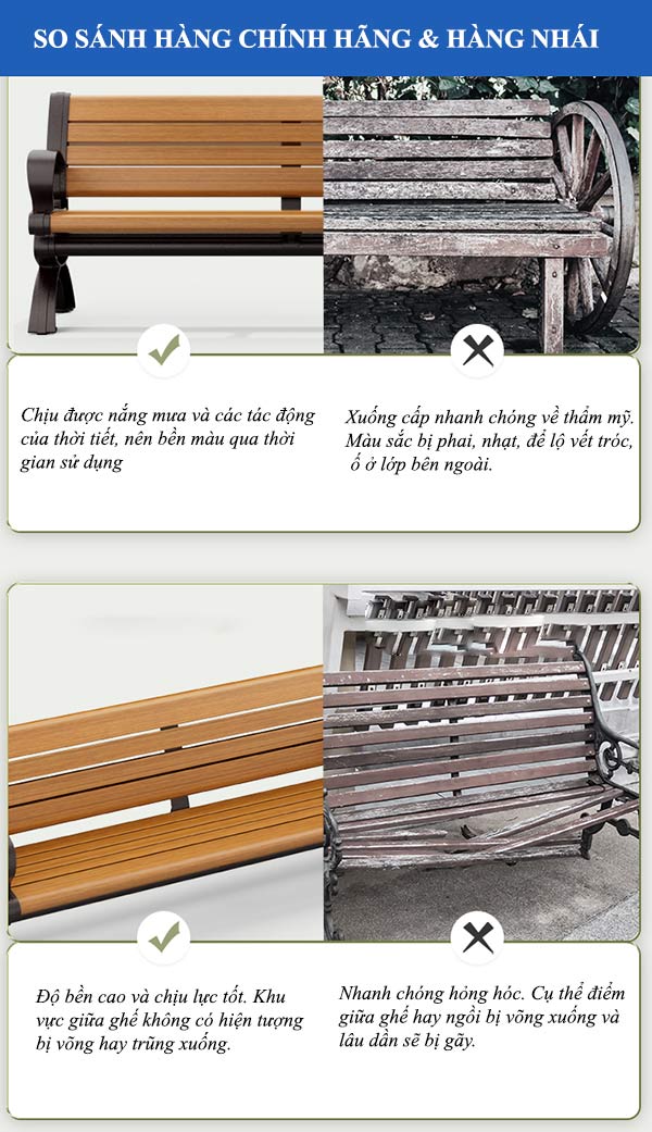 Ghế công viên có tựa gỗ nhựa