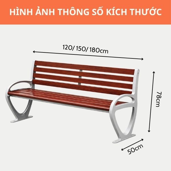 Ghế công viên khung nhôm nan giả gỗ