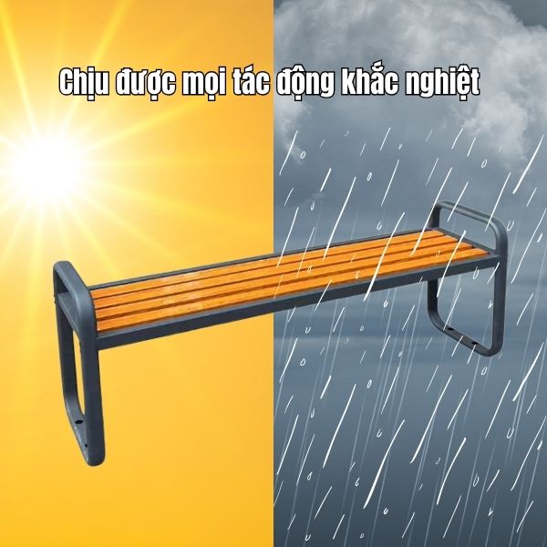 Ghế công viên nan sắt giả gỗ