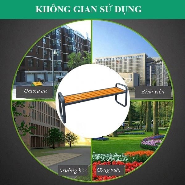 Ghế công viên nan sắt giả gỗ