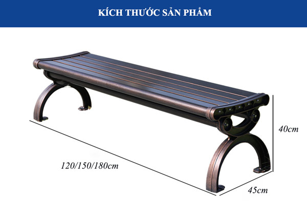 Kích thước ghế băng nhôm đúc dài