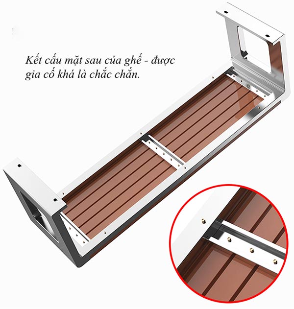 Ghế dài công viên không tựa gỗ nhựa