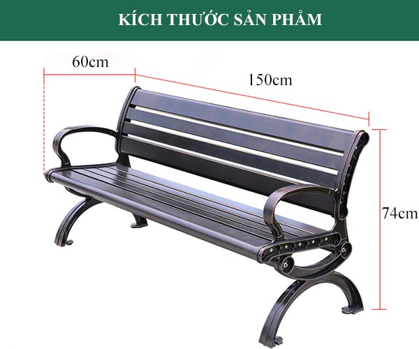 ​​Kích thước ghế công viên nhôm đúc