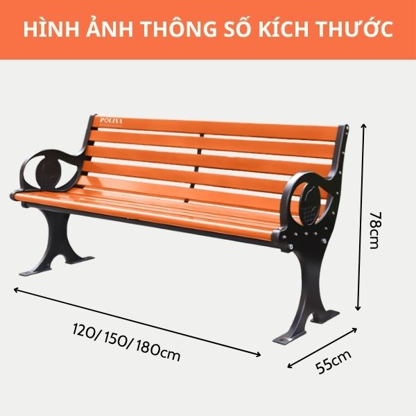 Ghế công viên nan nhựa 