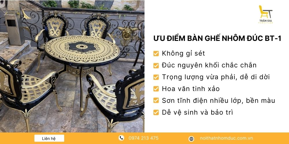 Ưu điểm nổi bật của bàn ghế nhôm đúc BT-1