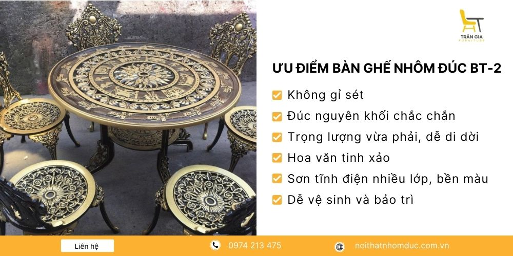 Ưu điểm nổi bật của bàn ghế nhôm đúc BT-2