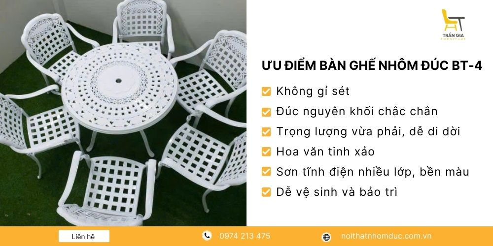 Ưu điểm nổi bật của bàn ghế nhôm đúc BT-4