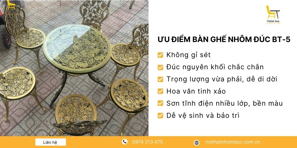 Ưu điểm nổi bật của bàn ghế nhôm đúc BT-5