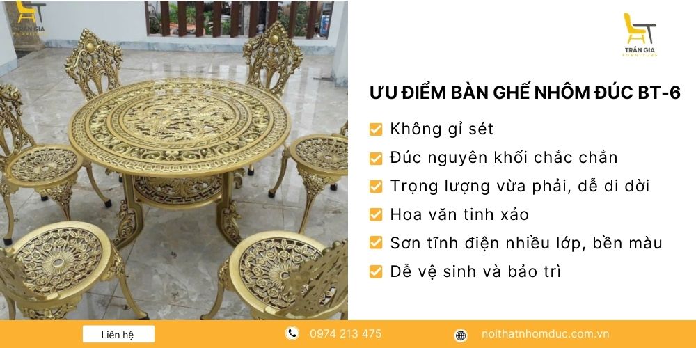 Ưu điểm nổi bật của bàn ghế nhôm đúc BT-6