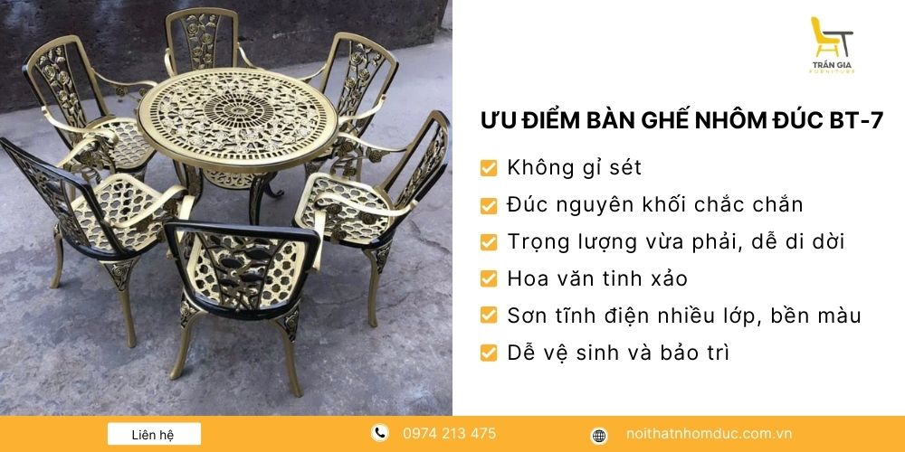 Ưu điểm nổi bật của bàn ghế nhôm đúc BT-7