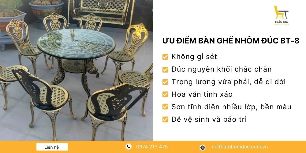 Ưu điểm nổi bật của bàn ghế nhôm đúc BT-8