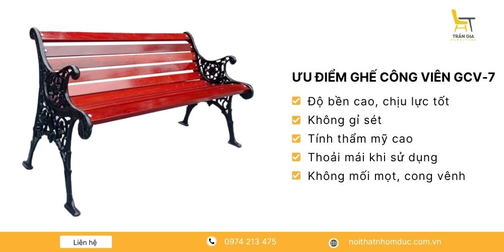Ưu điểm của ghế công viên chân gang đúc nan gỗ GCV-7
