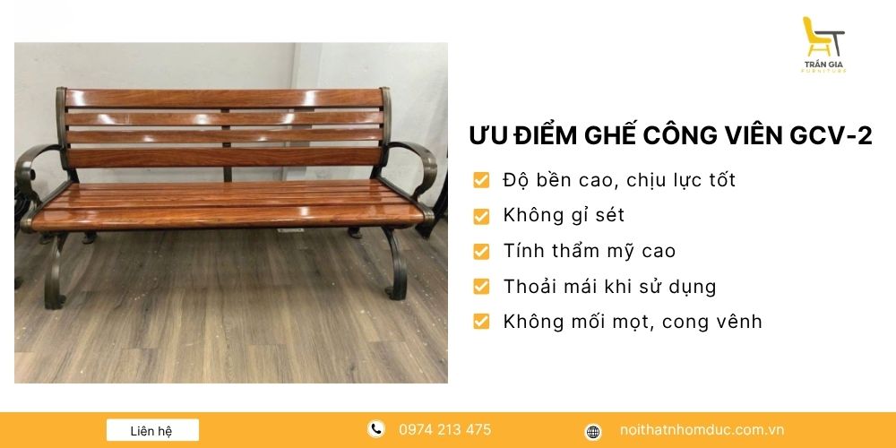 Ưu điểm của ghế công viên chân gang đúc nan gỗ GCV-2