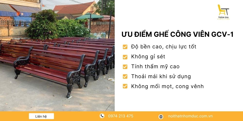 Ưu điểm của ghế công viên chân gang đúc nan gỗ GCV1