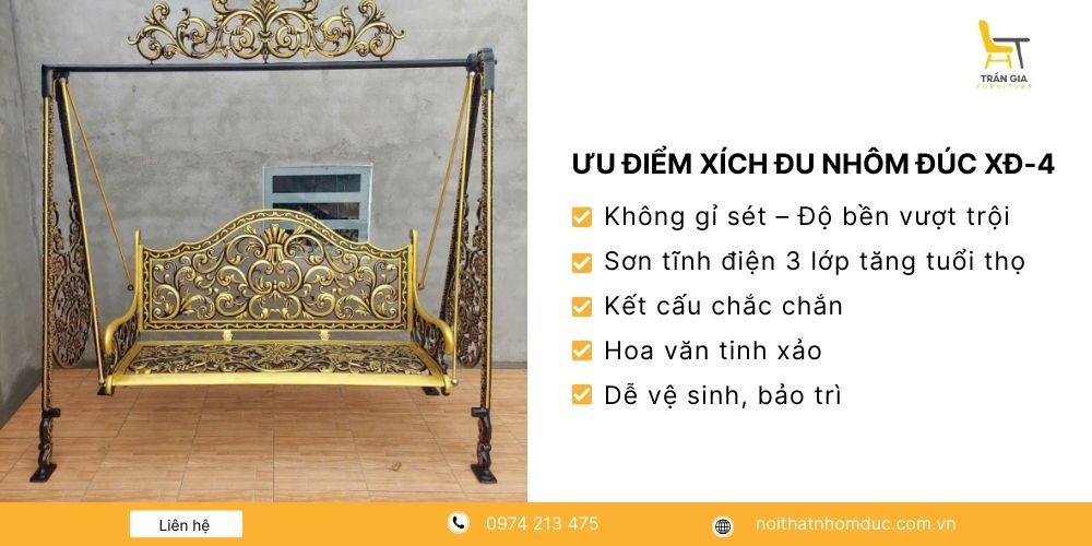 Ưu điểm nổi bật của xích đu nhôm đúc XĐ-4