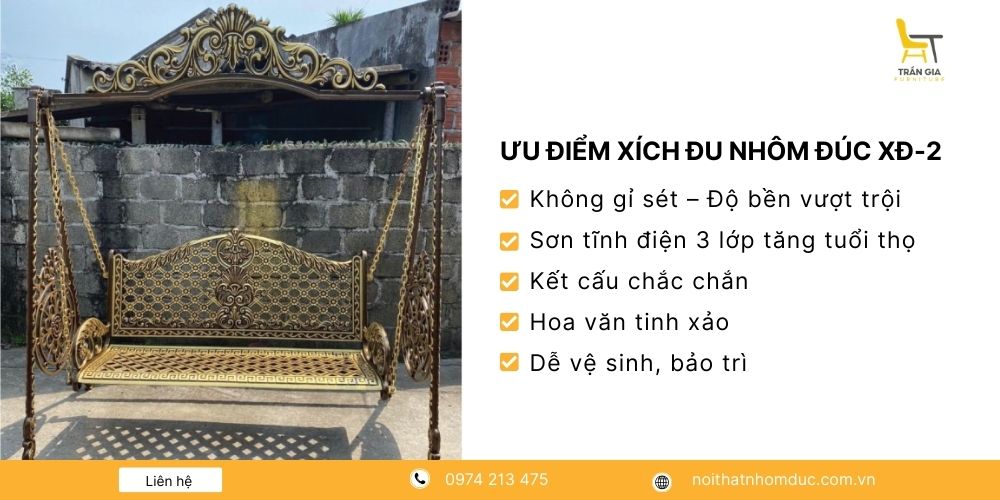 Ưu điểm nổi bật của xích đu nhôm đúc XĐ-2