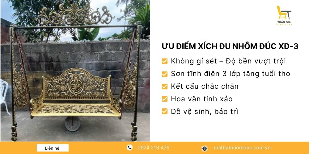 Ưu điểm nổi bật của xích đu nhôm đúc XĐ-3