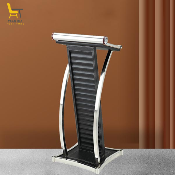 Bục phát biểu inox thân bọc da dáng hiện đại