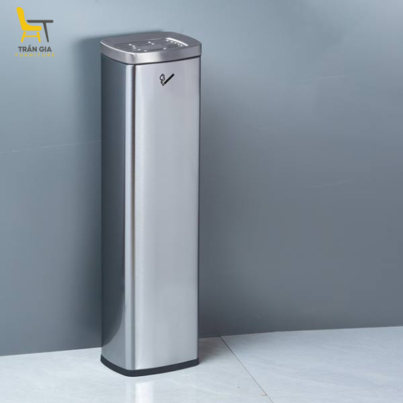 Trụ gạt tàn đứng hình chữ nhật bằng inox