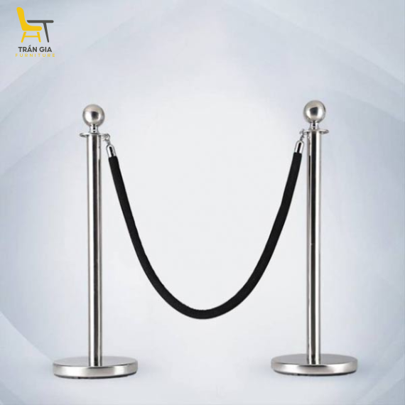 Cột chắn inox trắng dây chùng -Trụ phân làn dây trùng