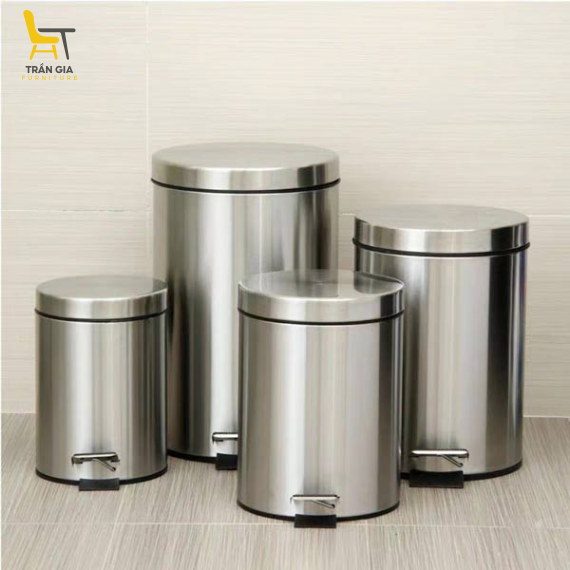 Thùng rác inox đạp chân tròn