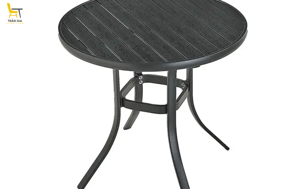Bàn ghế khung nhôm đúc nan gỗ nhựa BG03