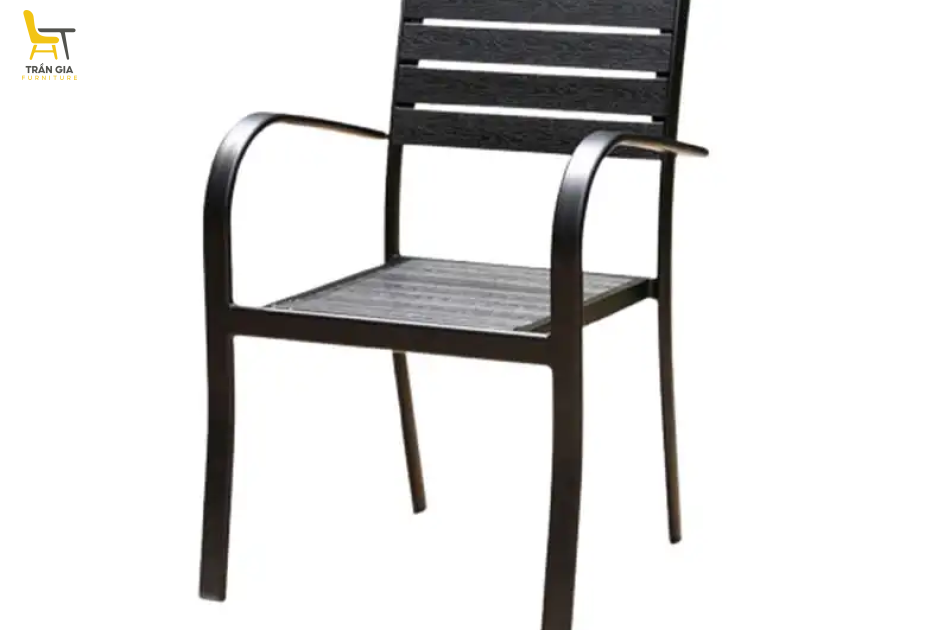 Bàn ghế khung nhôm đúc nan gỗ nhựa BG03