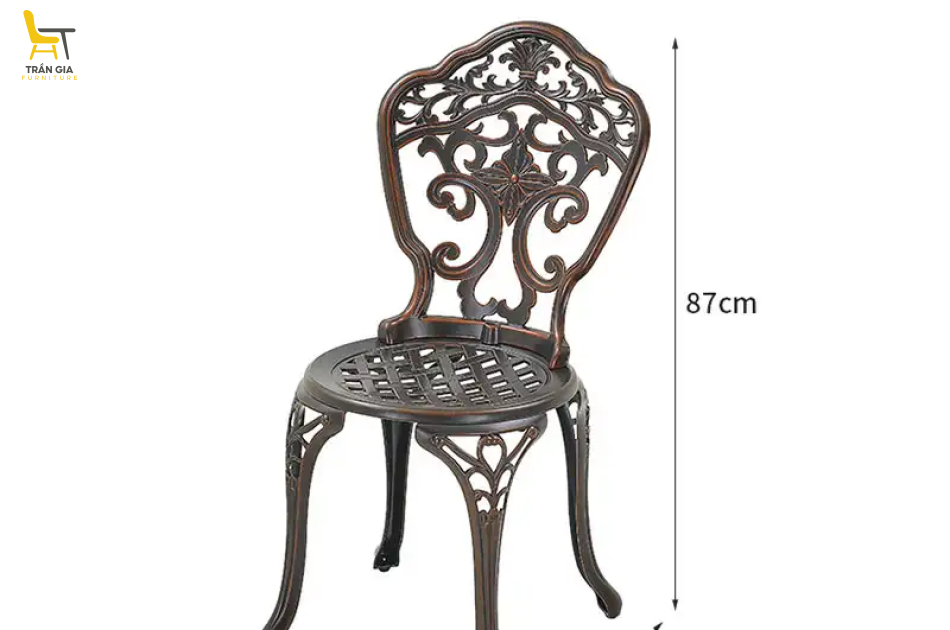 Bàn ghế nhôm đúc họa tiết hoa lan BG-05