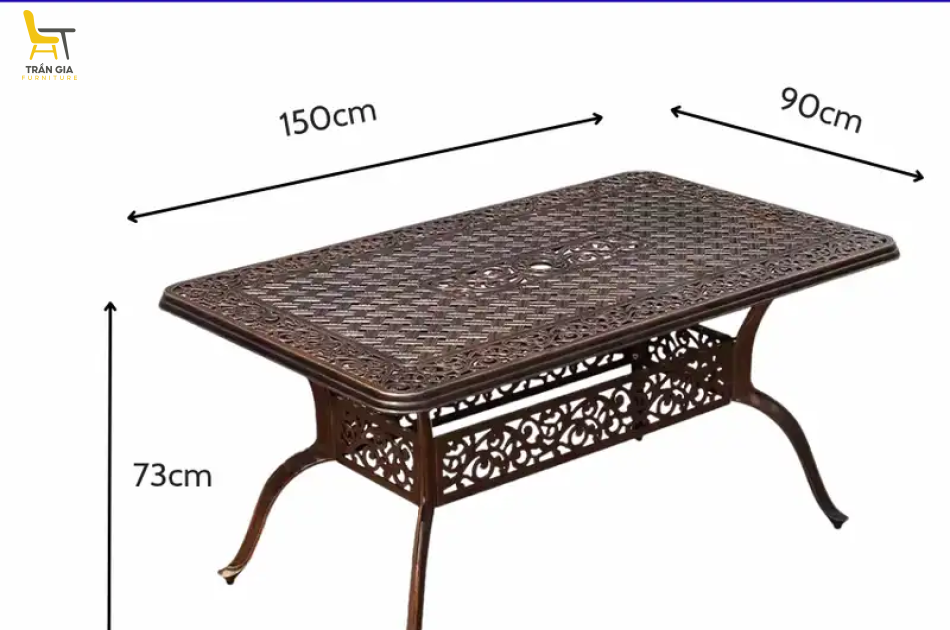 Bàn ghế nhôm đúc họa tiết hoa lan BG-05