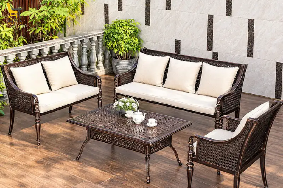 Bàn ghế nhôm đúc dạng sofa ngoài trời BG-07