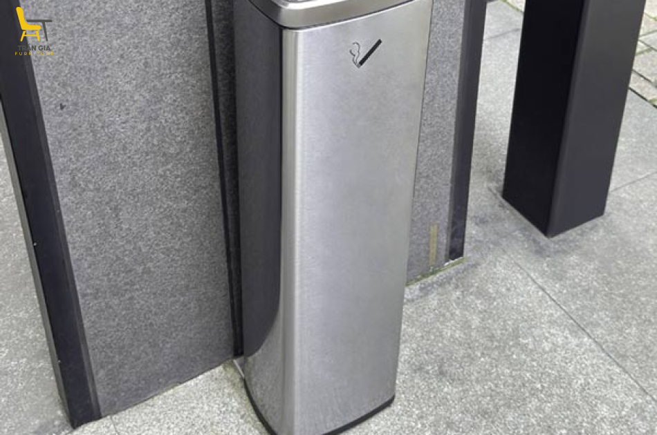 Trụ gạt tàn đứng hình chữ nhật bằng inox