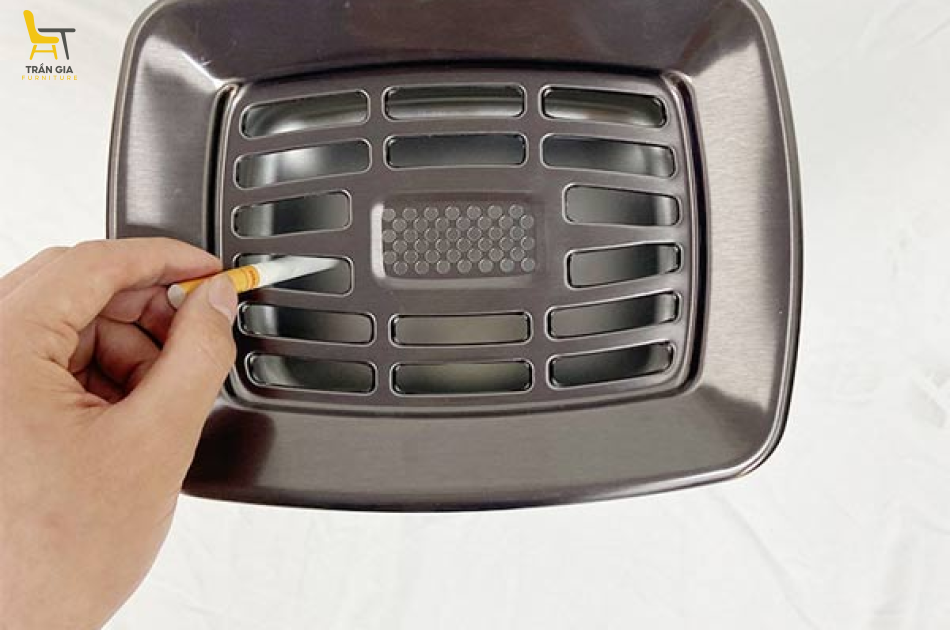 Trụ gạt tàn đứng hình chữ nhật bằng inox
