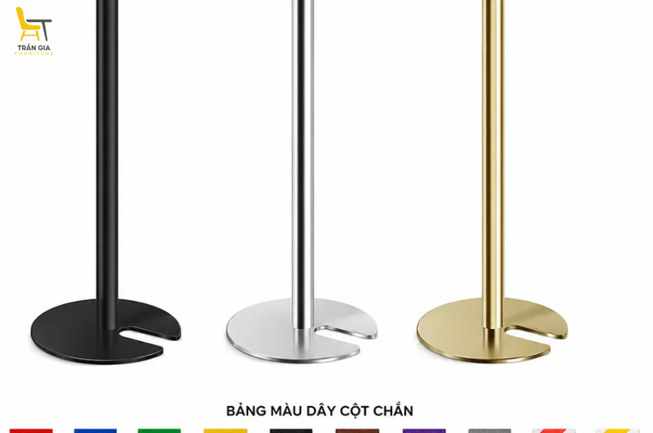 Cột chắn inox đế chữ U dây căng 2m xếp gọn