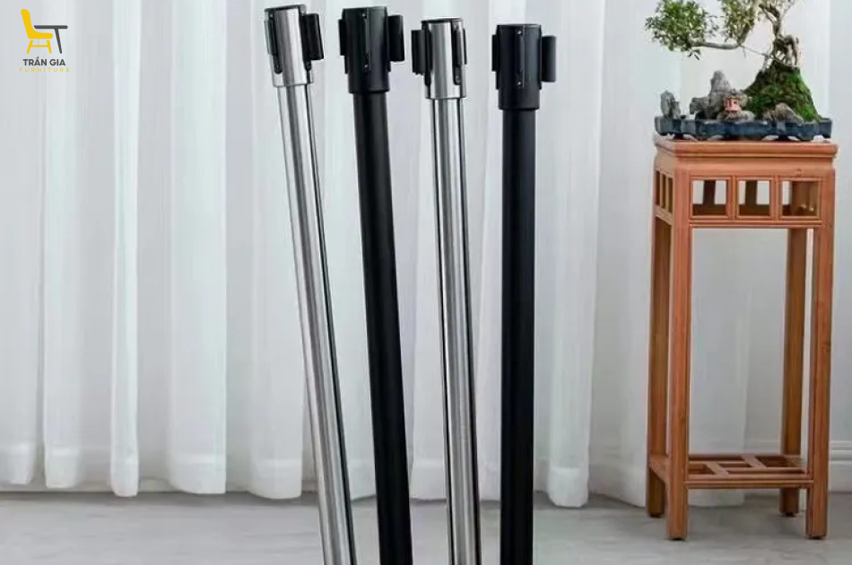 Cột chắn inox đế chữ U dây căng 2m xếp gọn