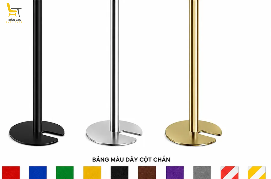 Cột chắn inox đế chữ U dây căng 3m xếp gọn