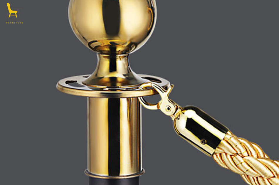 Cột chắn inox đen dây chùng - Trụ phân làn cao cấp